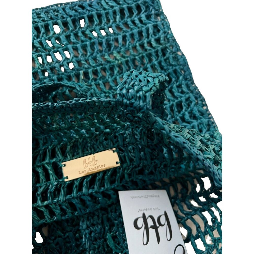 BTB Los Angeles Heart Market Crochet Tote Bag Green - Picture 3 of 3